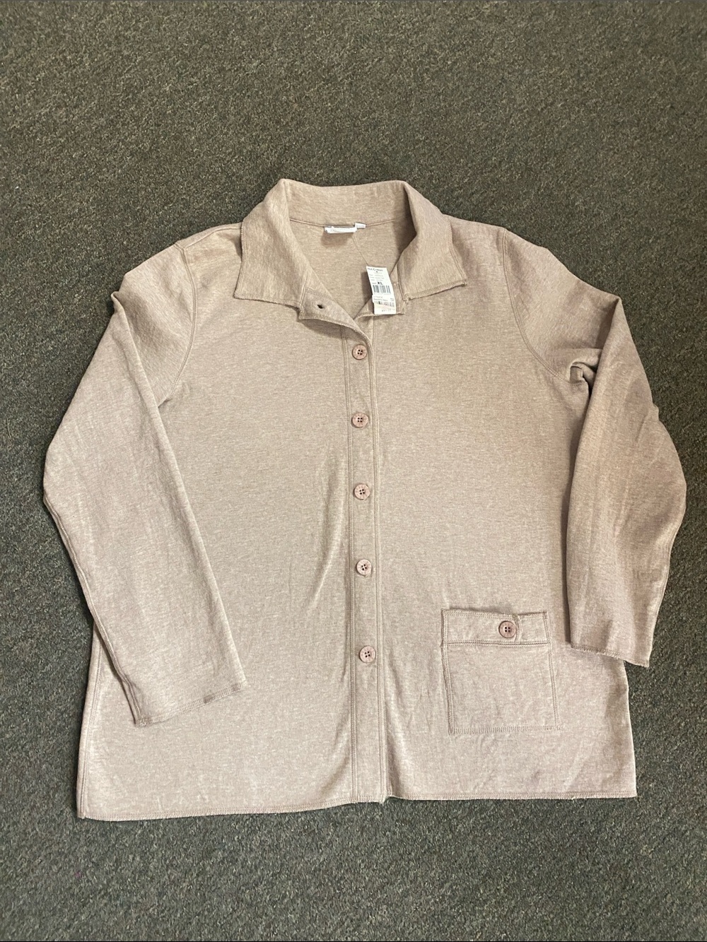Hot Cotton Taupe Button-Front Lightweight Knit Jacket